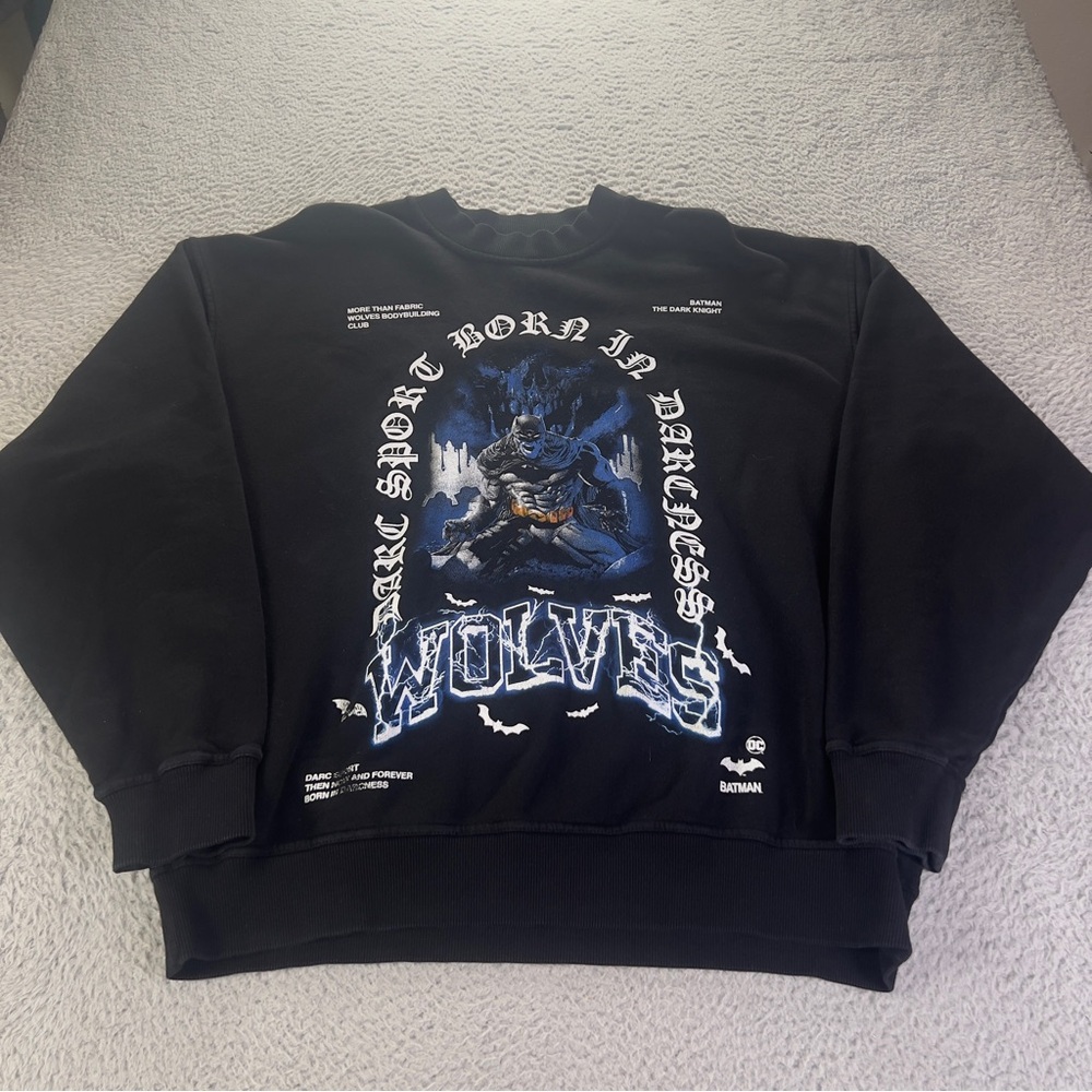 Darc Sport x Batman Wolves Club Sweatshirt Mens M Black Crewneck Bodybuilding
